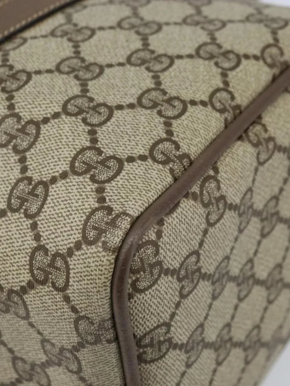 GUCCI GG Supreme Web Sherry Line Boston Bag PVC Beige Gold 24 02 007 Auth ka2825 - Picture 4 of 16